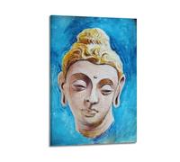 CENGLIS Peinture à l'huile bouddhiste religieuse - Texture tête de Bouddha - Art mural moderne sur toile - Décoration esthétique - 50 x 75 cm - Style cadre