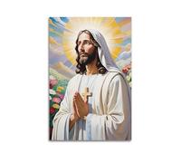 CENGLIS Peinture à l'huile chrétienne Jésus priant Poster moderne Art mural sur toile Décoration esthétique 40 x 60 cm Sans cadre