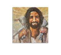 CENGLIS Peinture à l'huile religieuse chrétienne Jésus en genre, poster moderne, art mural, toile, décoration esthétique, peinture, 50 x 50 cm, style sans cadre