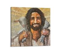 CENGLIS Peinture à l'huile religieuse chrétienne Jésus en genre, poster moderne, art mural, toile, décoration esthétique, 30 x 30 cm, style cadre