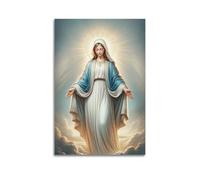 CENGLIS Peinture à l'huile religieuse Vierge Marie Sainte Lumière Poster Moderne Art mural Toile Décoration esthétique Peinture 40 x 60 cm Sans cadre