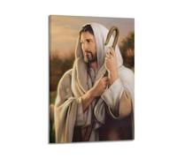 CENGLIS Poster à l'huile de Jésus avec le personnel - Art mural moderne sur toile - Décoration esthétique - 60 x 90 cm - Style cadre