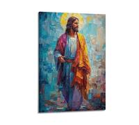 CENGLIS Poster à l'huile de Jésus marchant - Art mural moderne sur toile - Décoration esthétique - 50 x 75 cm - Style cadre