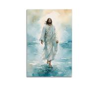 CENGLIS Poster aquarelle Jésus marchant sur toile, art mural moderne, décoration esthétique, 30 x 45 cm, style sans cadre