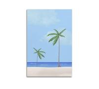 CENGLIS Poster de paysage aquarelle Summer Shore.jpg Poster moderne Art mural sur toile Esthétique Décoration Peinture 40 x 60 cm Sans cadre