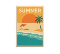 CENGLIS Poster de paysage minimaliste Summer Beach.jpg Poster moderne Art mural sur toile Esthétique Décoration Peinture 50 x 75 cm Sans cadre