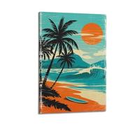 CENGLIS Poster de paysage rétro Summer Shore.jpg - Art mural moderne sur toile - Décoration esthétique - 30 x 45 cm - Style cadre