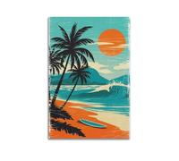 CENGLIS Poster de paysage rétro Summer Shore.jpg - Art mural moderne sur toile - Décoration esthétique - 30 x 45 cm - Style sans cadre