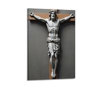 CENGLIS Poster de sculpture de Jésus Chrétien Crucifixion - Art mural moderne sur toile - Décoration esthétique - 60 x 90 cm - Style cadre