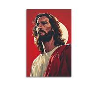 CENGLIS Poster d'illustration d'icône chrétienne religieuse de Jésus - Art mural moderne sur toile - Décoration esthétique - 50 x 75 cm - Style sans cadre