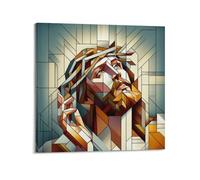 CENGLIS Poster mosaïque géométrique religieux chrétien Jésus art mural moderne sur toile décoration esthétique peinture 40 x 40 cm style cadre