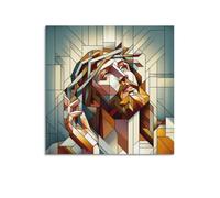 CENGLIS Poster mosaïque géométrique religieux chrétien Jésus art mural moderne sur toile décoration esthétique peinture 60 x 60 cm sans cadre