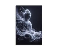 CENGLIS Statue de Bouddhisme Religieux Lumière - Peinture Bouddha assis - Art mural moderne sur toile - Décoration esthétique - 20 x 30 cm - Style sans cadre