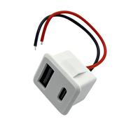 CENGPXGH USB-a Prise de charge Type-C avec fil de panneau attaché, blanc | Un port USB-A et un port de type C, des noyaux de fil de cuivre étamé, des fils attachés pour une intégration du panneau