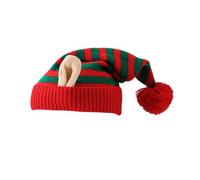 Cenifin Bonnet de Noël chaud d'hiver tricoté rayé avec décoration pour les fêtes par temps froid à l'intérieur Bonnets d'hiver rayés