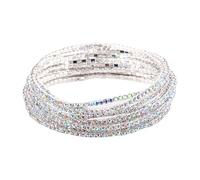 Cenifin Bracelet en pierres précieuses colorées tendance Bracelet élastique en perles de cristal Accessoire pour fête quotidienne Bracelet de mode, taille unique, Comme décrit