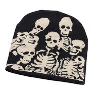Cenifin Chapeau squelette en crochet pour adultes adolescents crâne populaire anti-boulochage hiver Halloween fête pull fête chapeaux