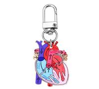 Cenifin Diagramme du cœur humain Porte-clés en forme de cœur détaillé Accessoire pour enseigner l'anatomie pour adultes et enfants amateurs de science Cadeau, Cœur 2, taille unique
