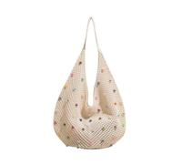 Cenifin Femmes Mode Aisselles Sac à Main Tout Matching Plage Tricoter Épaule Mer Tendance Avant-bras Femmes Tricoter Épaule Plage Belle Aisselle Perles Colorées, Blanc.