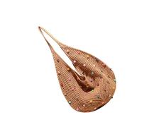 Cenifin Femmes Mode Aisselles Sac à Main Tout Matching Plage Tricoter Épaule Mer Tendance Avant-bras Femmes Tricoter Épaule Plage Belle Aisselle Perles Colorées, kaki