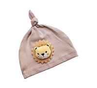 Cenifin Joli bonnet pour bébé lion, bonnet élastique noué à la main, chapeau confortable, couleur unie, pour nouveau-né de 0 à 1 an, kaki, taille unique
