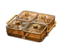 Cenifin Plateau à fruits divisé antidérapant avec couvercle, plateau à fruits, plateau amovible, boîte de rangement pour bonbons, boîte de rangement facile à utiliser