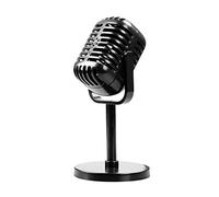 Cenifin Rétro Microphone Scène Décoration de Table Accessoires Vintage Modèle pour Enfants Fête Jeu de Rôle Noir/Or/Argent Vintage Avec Support Accessoires