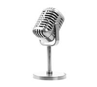 Cenifin Rétro Microphone Scène Décoration de Table Accessoires Vintage Modèle pour Enfants Fête Jeu de Rôle Noir/Or/Argent Vintage Avec Support Accessoires