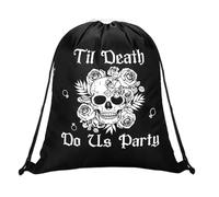 Cenifin Sac à dos à cordon imprimé squelette festif - Design pratique - Accessoire de fête essentiel pour adultes - Accessoire de jeu de rôle, Noir , 34x40cm