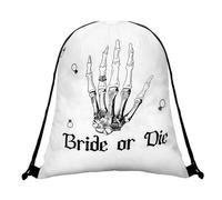 Cenifin Sac à dos à cordon imprimé squelette festif - Design pratique - Accessoire de fête essentiel pour adultes - Accessoire de jeu de rôle, Blanc., 34x40cm
