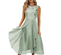 Cenlang Robe De SoiréE Wowomens Robe DéContractéE ÉTé Ample Manches Courtes Col Rond Mousseline De Soie Cape ÉLéGante Mi Longue Cocktail Crayon Femme Anglais FunéRailles FêTe Mariage