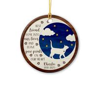 Cenluxy Décoration de Noël en céramique avec empreintes de pattes de chat personnalisées, inscription « Best Friends Come Into Our Lives And Leave Paw Prints On Our Hearts »