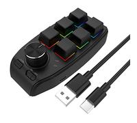 CENMEN Clavier à Bouton Macro de Programmation PersonnaliséE USB 6 Touches Copier Coller Mini Bouton pour Clavier MéCanique de Photoshop Noir