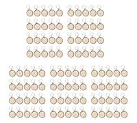 CENMEN Lot de 100 porte-clés en bois brut peint à la main en forme de tranches de bois brut pour Noël