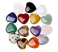 CENMEN Lot de 15 pierres d'amour naturelles en quartz transparent avec œil, cœur, paume, pouce, pierres précieuses, méditation, 0,8 pouce