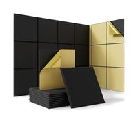 CENMEN Lot de 18 panneaux acoustiques autocollants et insonorisants en mousse, pour maison, studio, bureau, noir, faciles à installer, faciles à utiliser, 30,5 x 30,5 x 1 cm