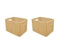 CENMEN Lot de 2 paniers de rangement en rotin tressé à la main - Panier de rangement pour bureau - Panier gigogne - Taille S