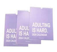 CENMEN Lot de 3 calendriers 2024 « Adulting is Hard » - Calendrier mural mensuel inspirant pour adultes - Calendrier de bureau facile à utiliser - Environ 29 x 21 cm