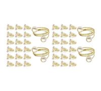 CENMEN Lot de 40 ronds de serviette dorés, ensemble de ronds de serviette en perles, support de serviette en métal, décorations de table, boucles de ronds de serviette