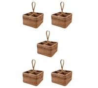 CENMEN Lot de 5 paniers de rangement en paille en osier tissé à la main - 4 compartiments - Panier de rangement pour fruits - Rangement domestique C