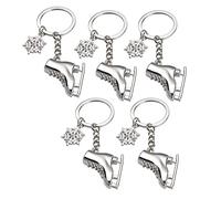 CENMEN Lot de 5 porte-clés en forme de flocon de neige en forme de patins à glace 3D pour cadeau d'hiver