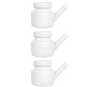 CENMEN Neti Lot de 3 pots de nettoyage en céramique avec bec verseur étanche pour le rinçage nasal pour homme et femme Blanc 350 ml