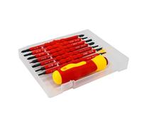 CENMEN VDE Ensemble de tournevis isolés à fente avec stylo testeur Rouge et noir Outils à main pour électriciens