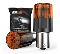 Cenmoll Ampoules LED BAU15S PY21W jaune ambre, 3200 LM super lumineuses 12 V-24 V BAU15S PY21W sans erreur Canbus pour feux de position arrière, clignotants et feux de jour, lot de 2