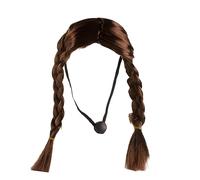 CENMOO Perruque pour animaux de compagnie | Perruque de chat marron double longue tressée, perruque de cosplay pour animal de compagnie pour Halloween, Noël, fêtes, festivals. Perruque amusante pour