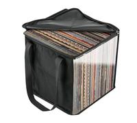 CENMOO Rangement d'album, rangement de disques vinyles, étui de voyage pour armoire avec poignée de couvercle, support de collection pliable Music pour collection d'albums précieux, Noir , 1