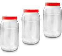 Cennet Lot de 3 bocaux de rangement ronds en plastique avec couvercle à visser - 4000 ml - Sans BPA - Pour cuisine, herbes, épices, bonbons
