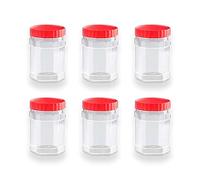Cennet Lot de 6 bocaux de conservation hexagonaux en plastique avec couvercles à visser - 400 ml - Sans BPA - Pour cuisine, herbes, épices, bonbons