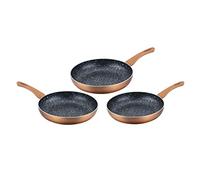CENOCCO CC-2001 - Set de 3 poeles En pierre - Tous Feux et induction - 20/24/28 cm - Cuivre