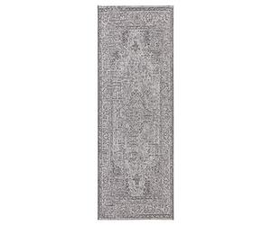 Cenon Tapis d'intérieur et d'extérieur à poils courts - Design oriental vintage à tissage plat - Résistant aux intempéries pour terrasse, balcon, salon, cuisine, bureau et chambre à coucher - Gris -